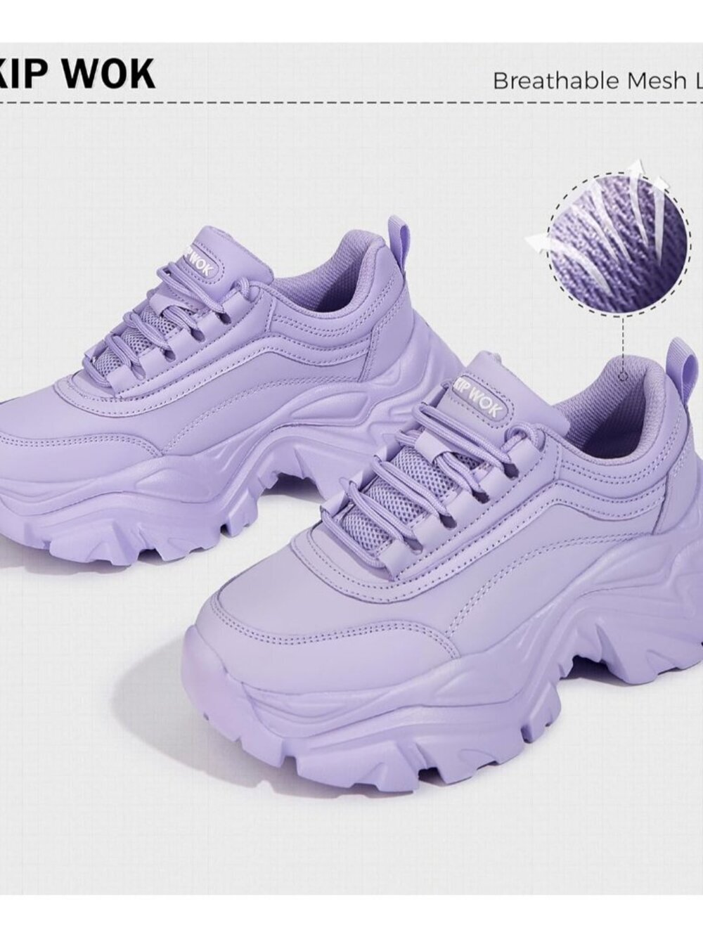 Women's Purple Leather Fashion Platform Comfortable Wedge Walking Sneakers Shoes - Picture 6 of 7